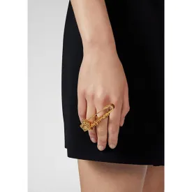 7 NEW $395 VERSACE TRIBUTE Gold Tone Brass LOGO MEDUSA Head Safety Pin RING