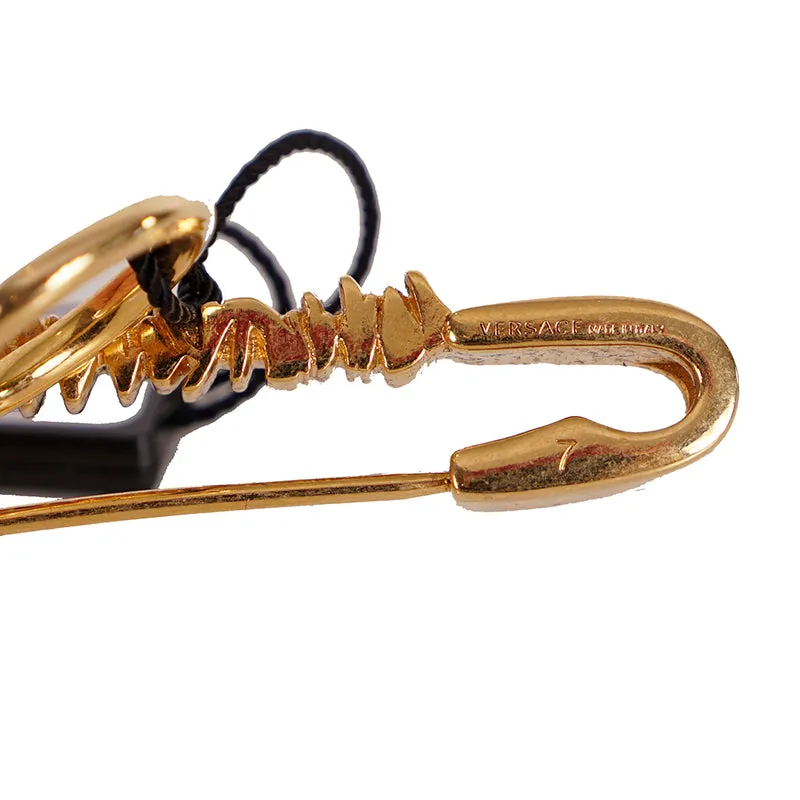 7 NEW $395 VERSACE TRIBUTE Gold Tone Brass LOGO MEDUSA Head Safety Pin RING