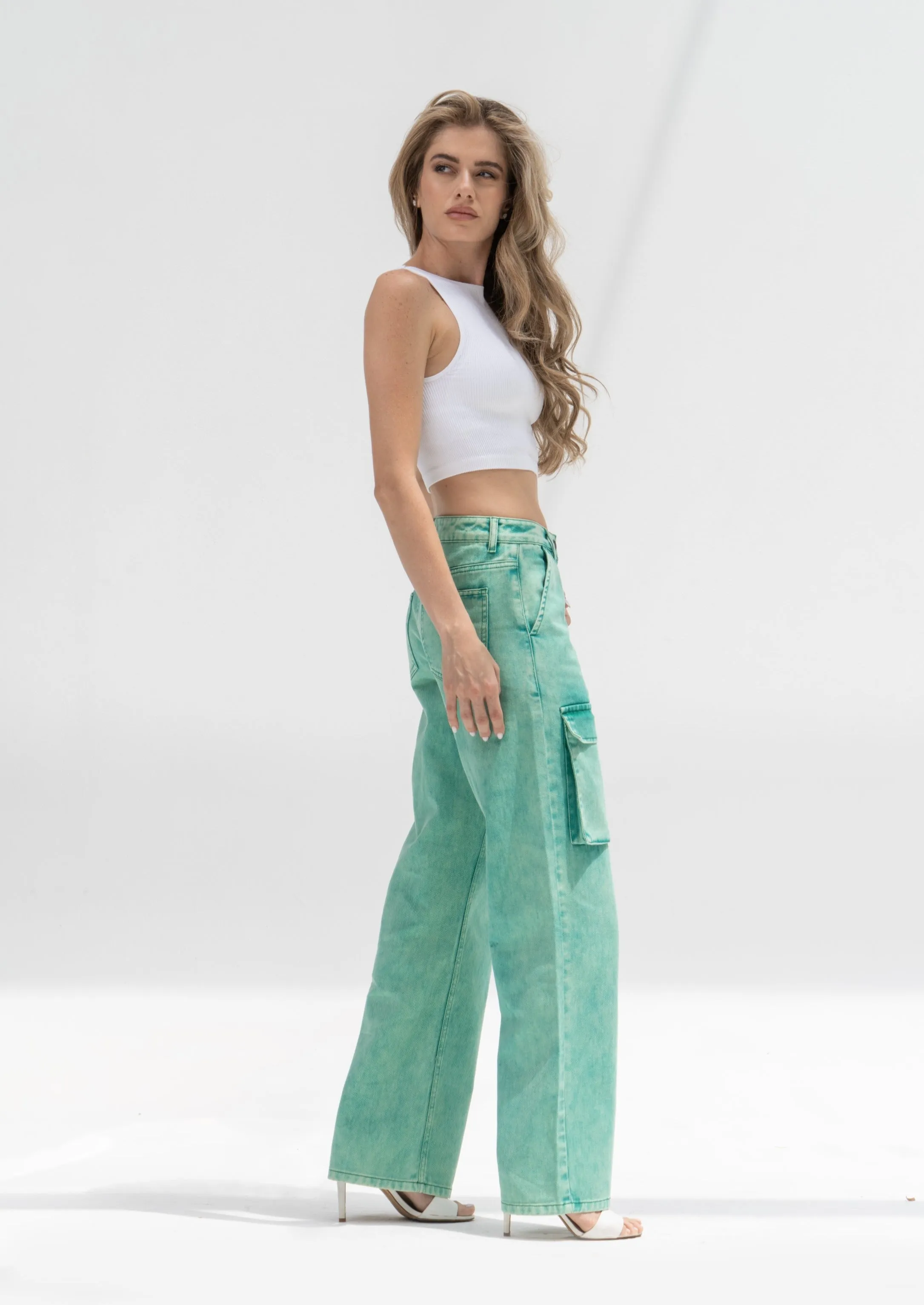 Acid Green Cargo Jeans