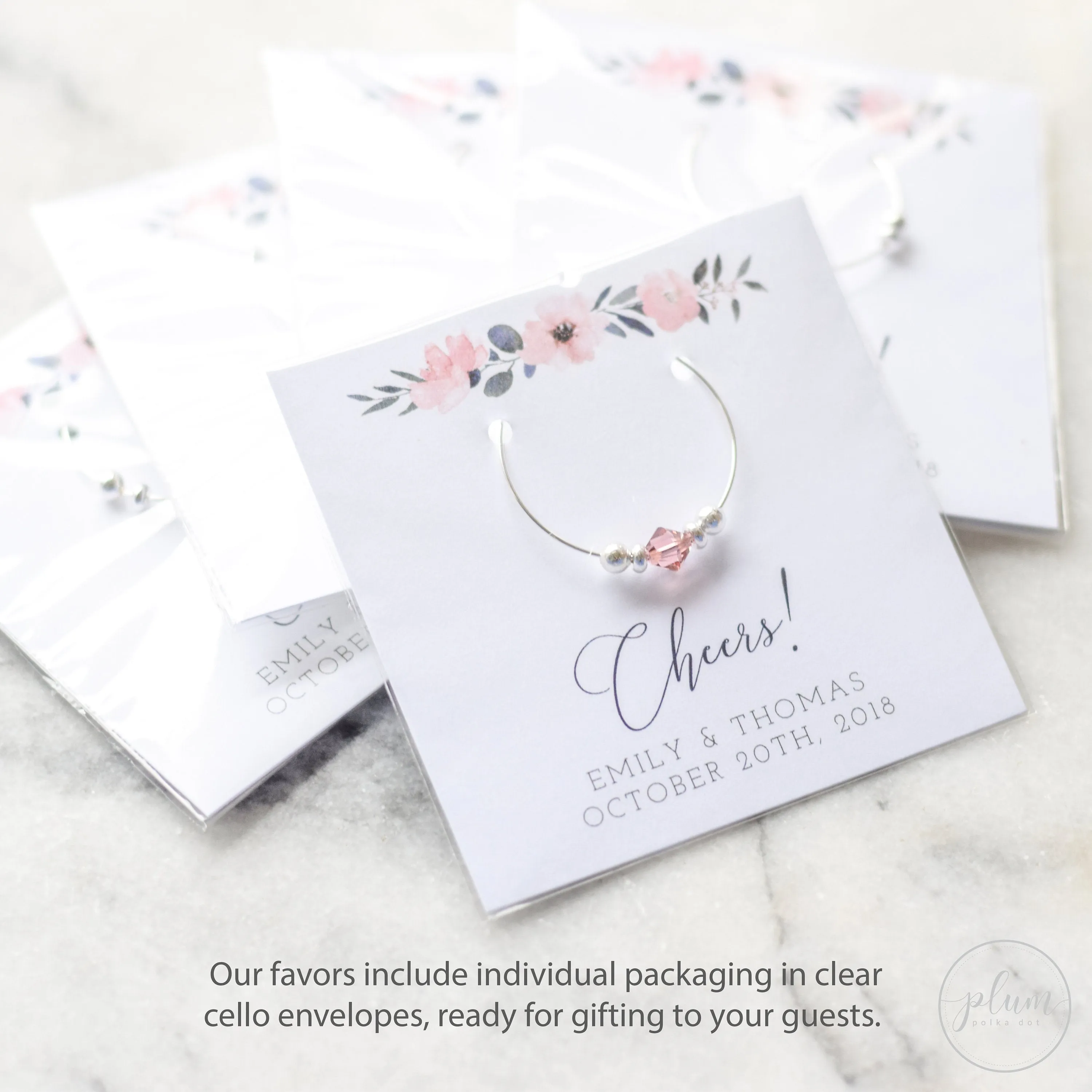 Beach Party Favors, Swarovski Wine Charms