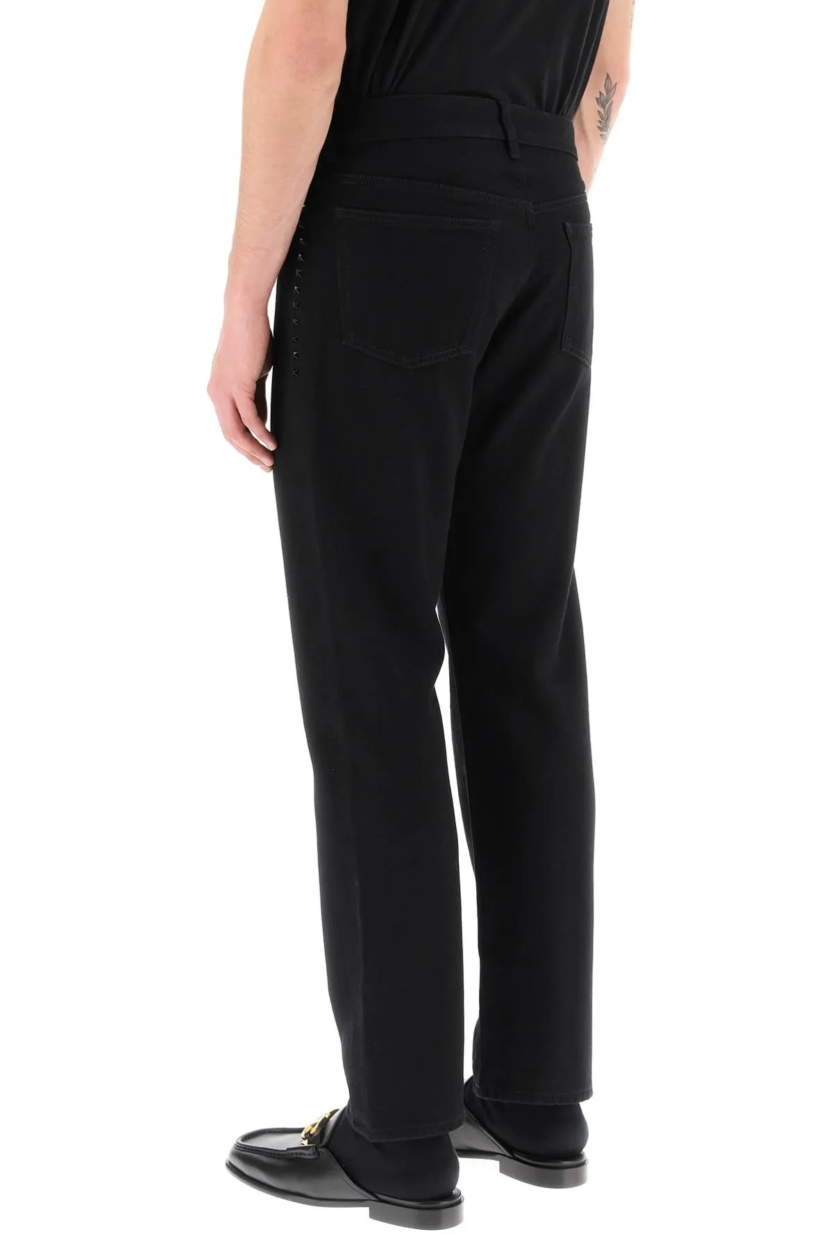 black untitled studs jeans