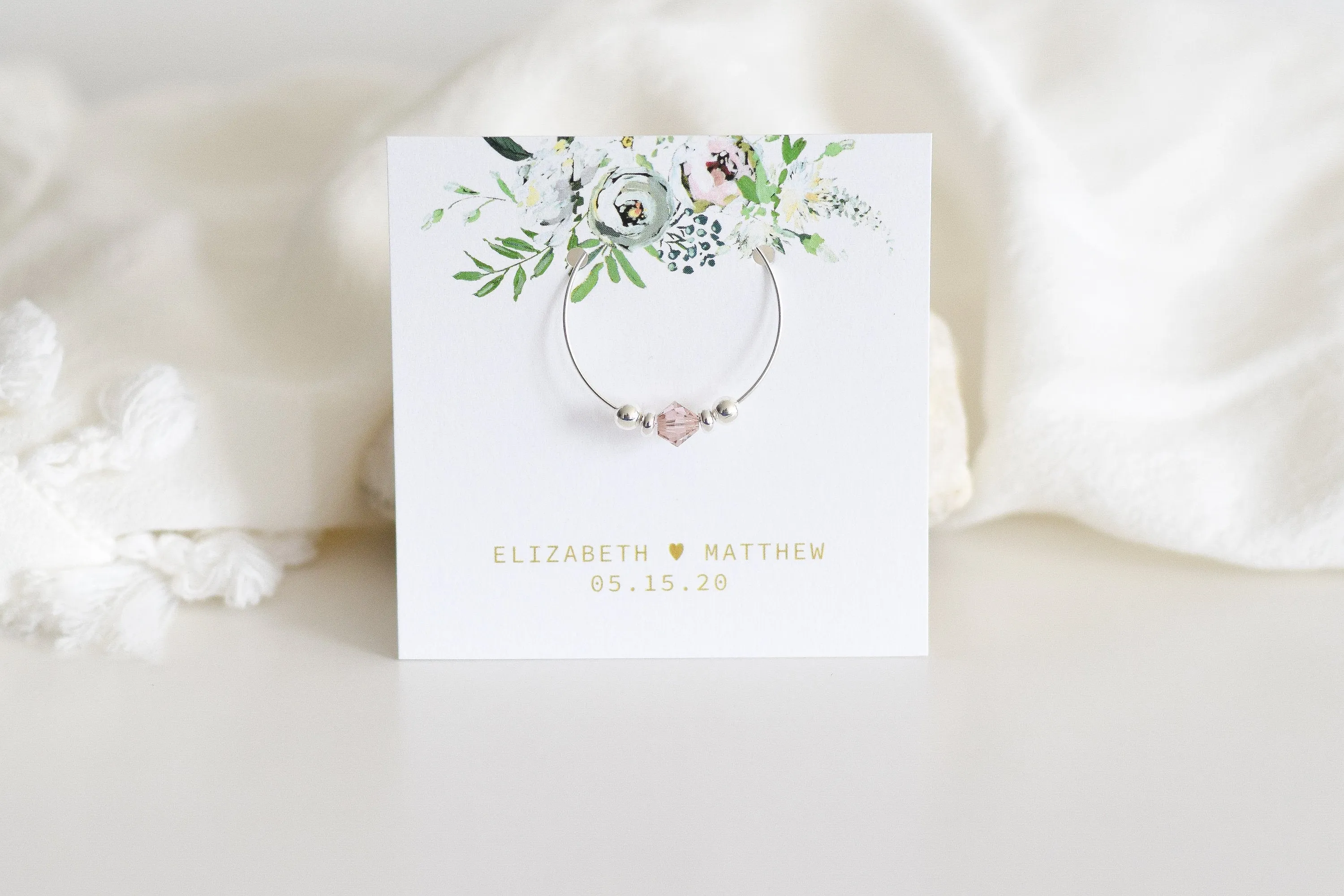 Blush Engagement Party Favors, Swarovski Crystal Wine Charms