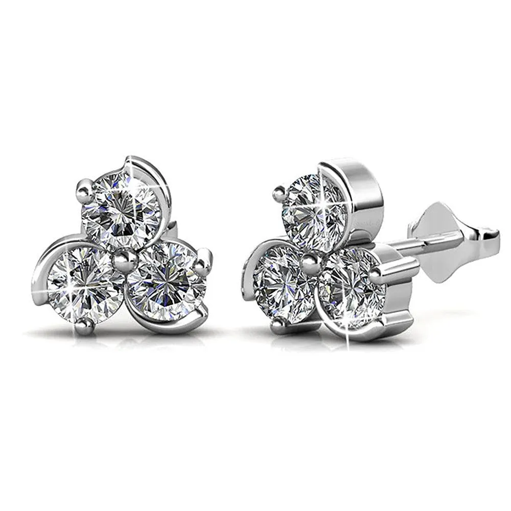 Boxed 3 Pairs Stud Earrings Set Embellished with SWAROVSKI Crystals