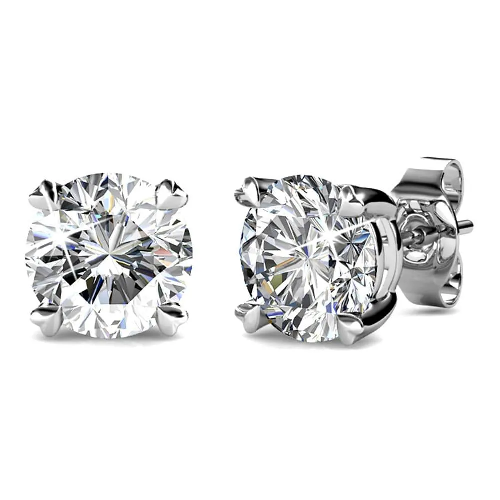 Boxed 3 Pairs Stud Earrings Set Embellished with SWAROVSKI Crystals