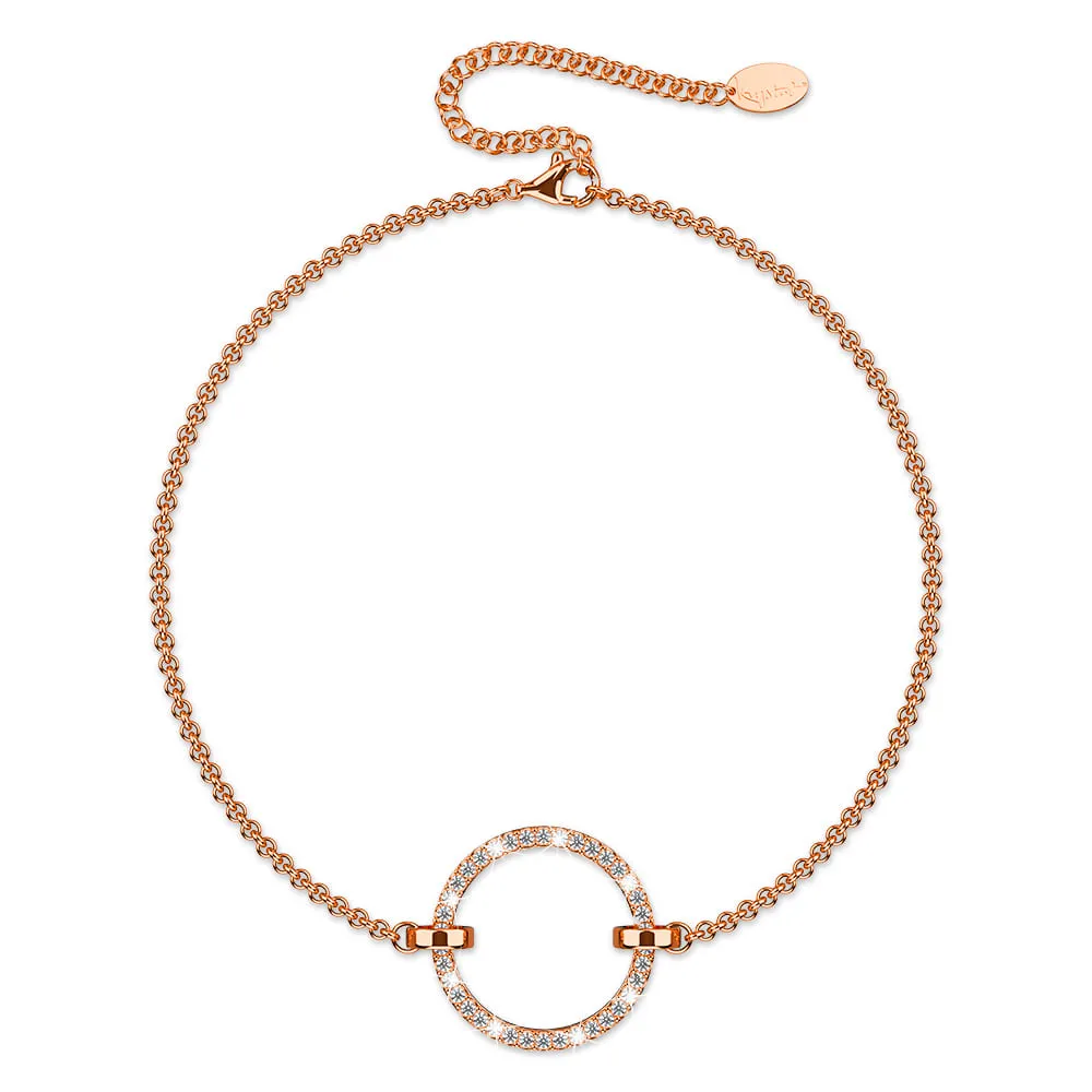 Boxed Orbit of Elegance Earrings & Beauty Bracelet Set with Swarovski Crystal in Rose Gold