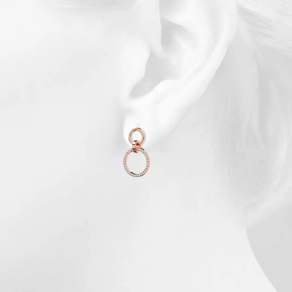 Boxed Orbit of Elegance Earrings & Beauty Bracelet Set with Swarovski Crystal in Rose Gold