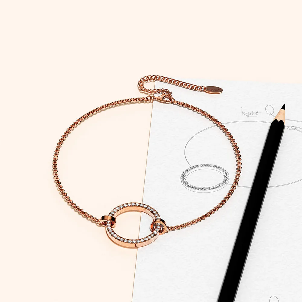Boxed Orbit of Elegance Earrings & Beauty Bracelet Set with Swarovski Crystal in Rose Gold