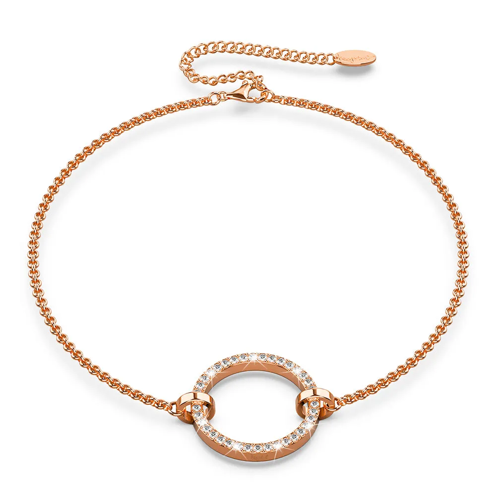 Boxed Orbit of Elegance Earrings & Beauty Bracelet Set with Swarovski Crystal in Rose Gold