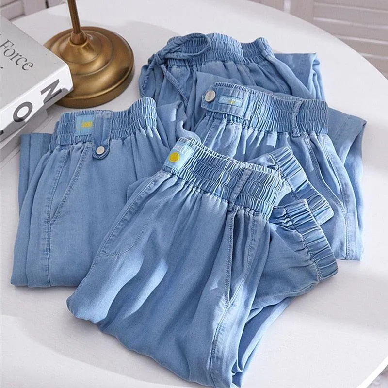 Calça Jeans Feminina Em Seda Gelo