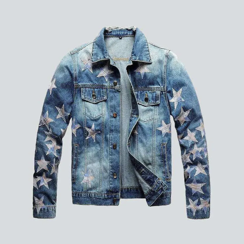 Color stars vintage denim jacket