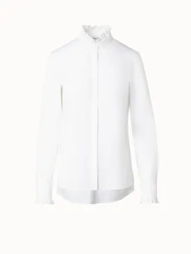 Cotton Poplin Ruffle Collar Blouse