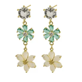 Crystal Flower Earrings | Green