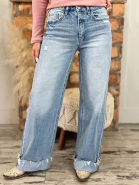 Cuffed Baggy Wide Leg Jeans