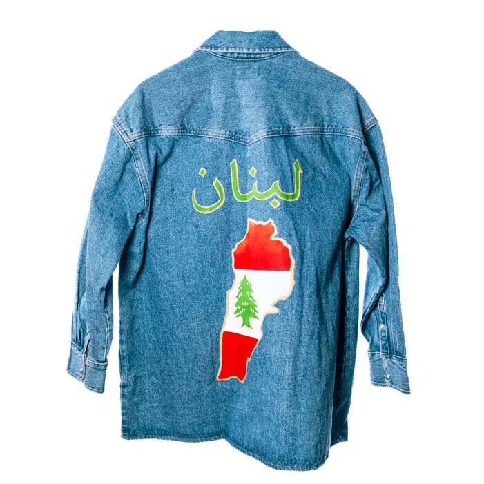 Custom Arab Country and Flag Hand Painted Denim Jacket
