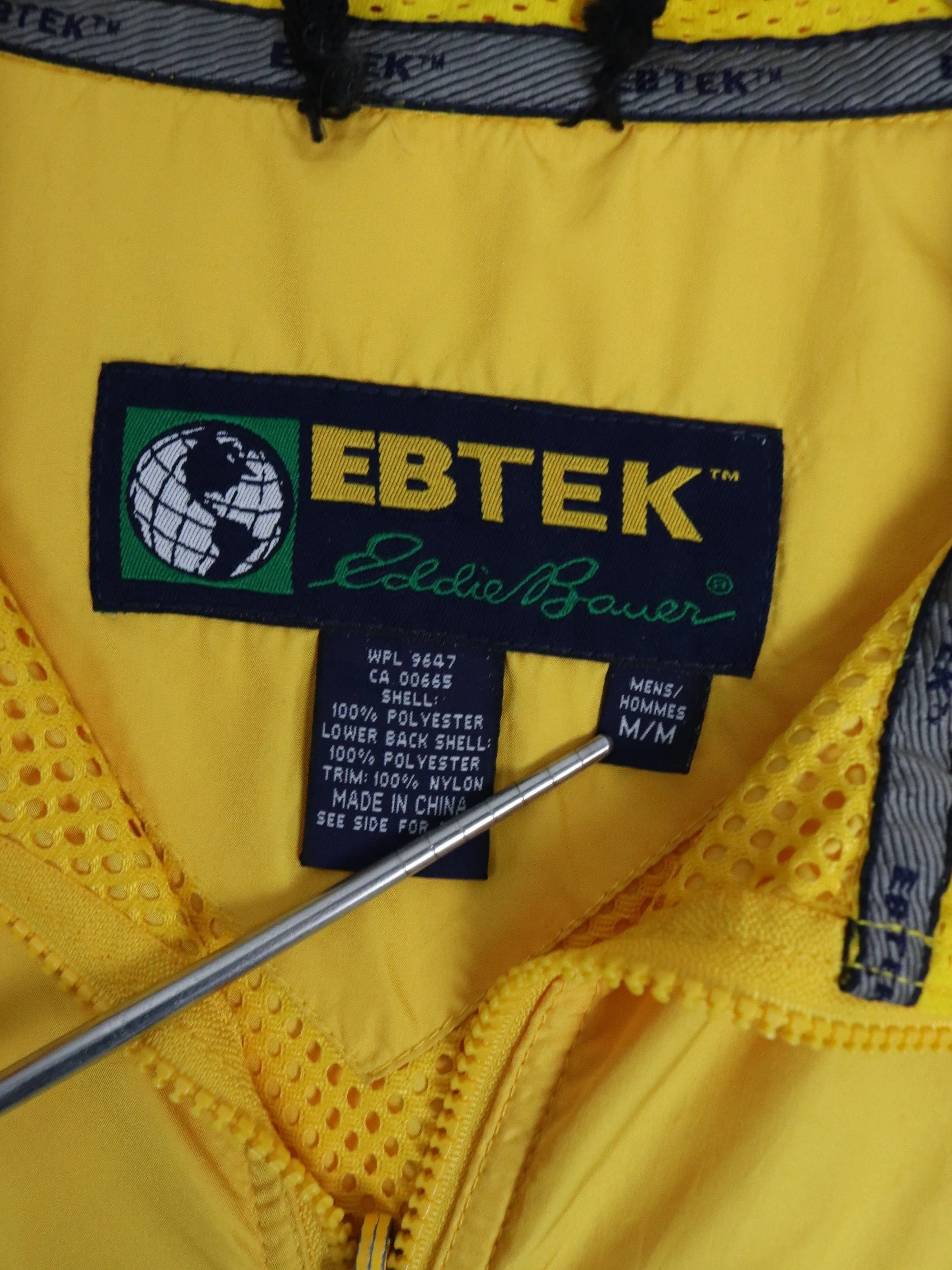 Eddie Bauer Ebtek Vest Mens Medium Yellow Windbreaker