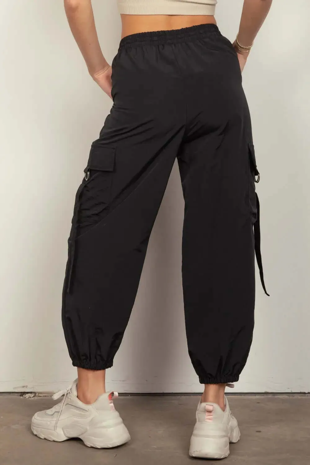 Elastic Waist Cargo Pants by VERY J
