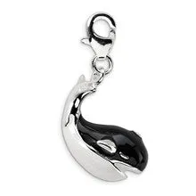 Enameled Swarovski Element Whale Charm in Sterling Silver