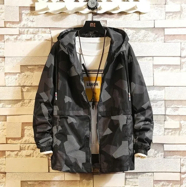 Fashion Brand Spring Autumn Men Casual Streetwear Floral Hoodie Jacket Man Waterproof Clothes Mens Windbreaker Coat Male Outwear