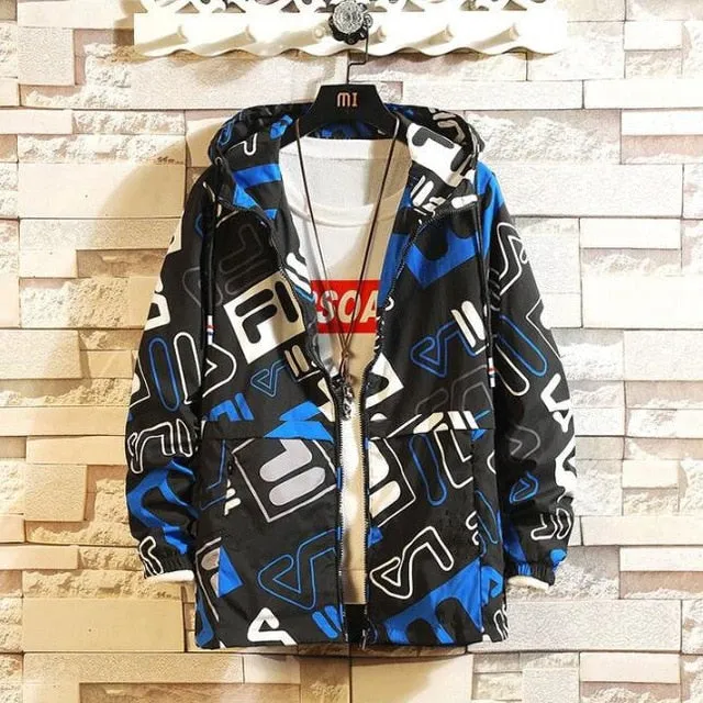 Fashion Brand Spring Autumn Men Casual Streetwear Floral Hoodie Jacket Man Waterproof Clothes Mens Windbreaker Coat Male Outwear