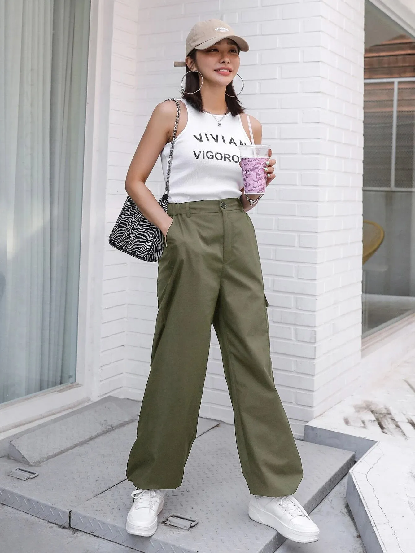 Flap Pocket Drawstring Cargo Pant