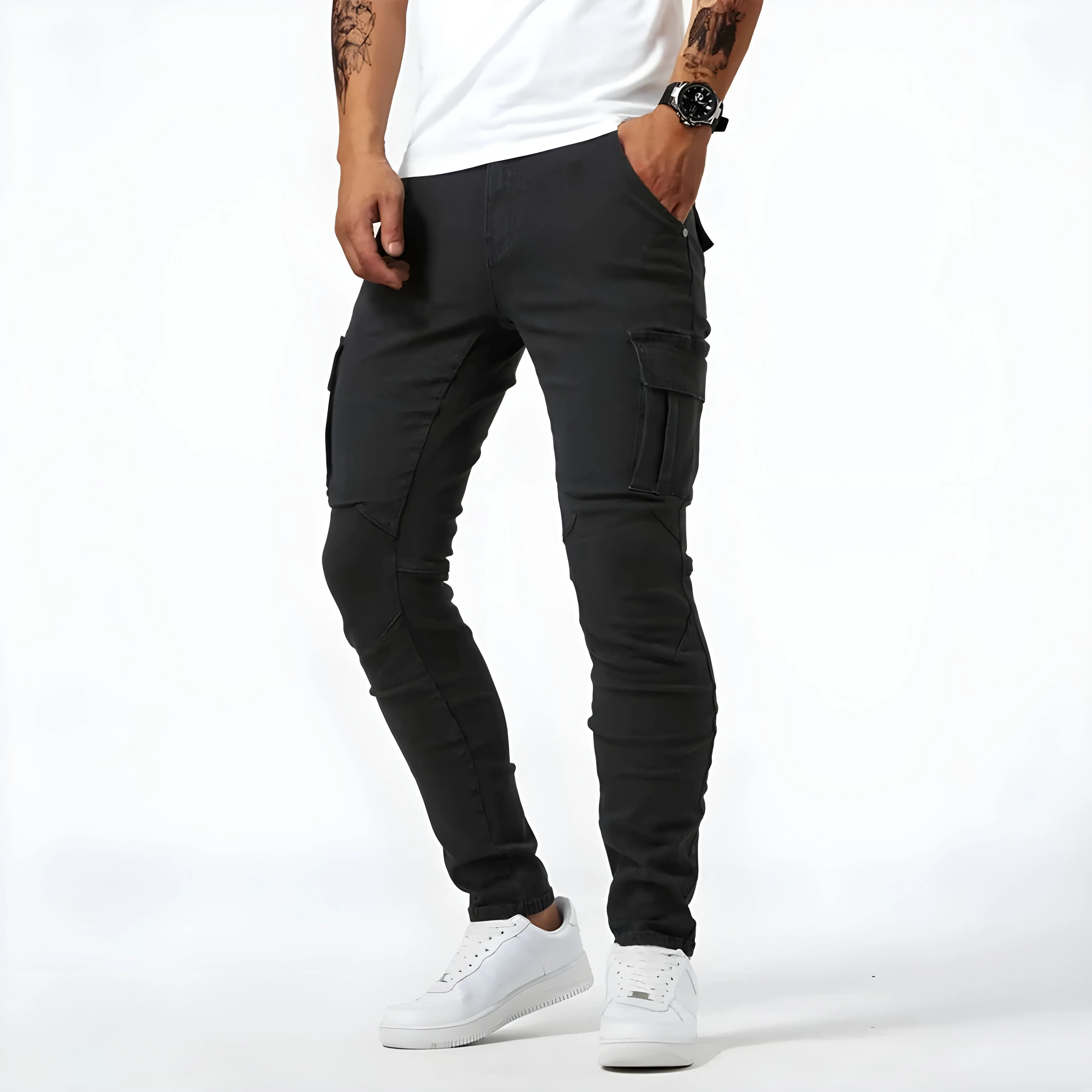 François™ - Pantalons Cargo en Denim Élastique