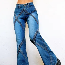 Funky Crisscross Flare Jeans