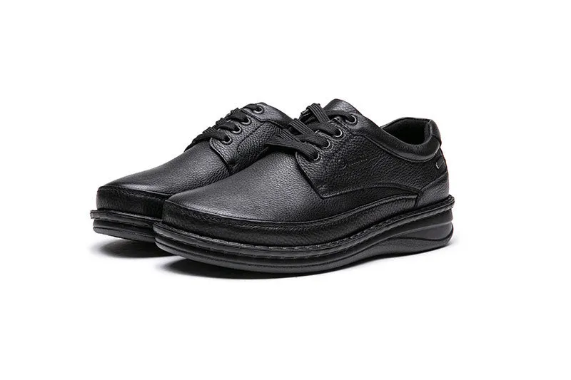 G-Comfort Mens Black Deer Skin Leather Shoes Laced Water Repellent P-3706S