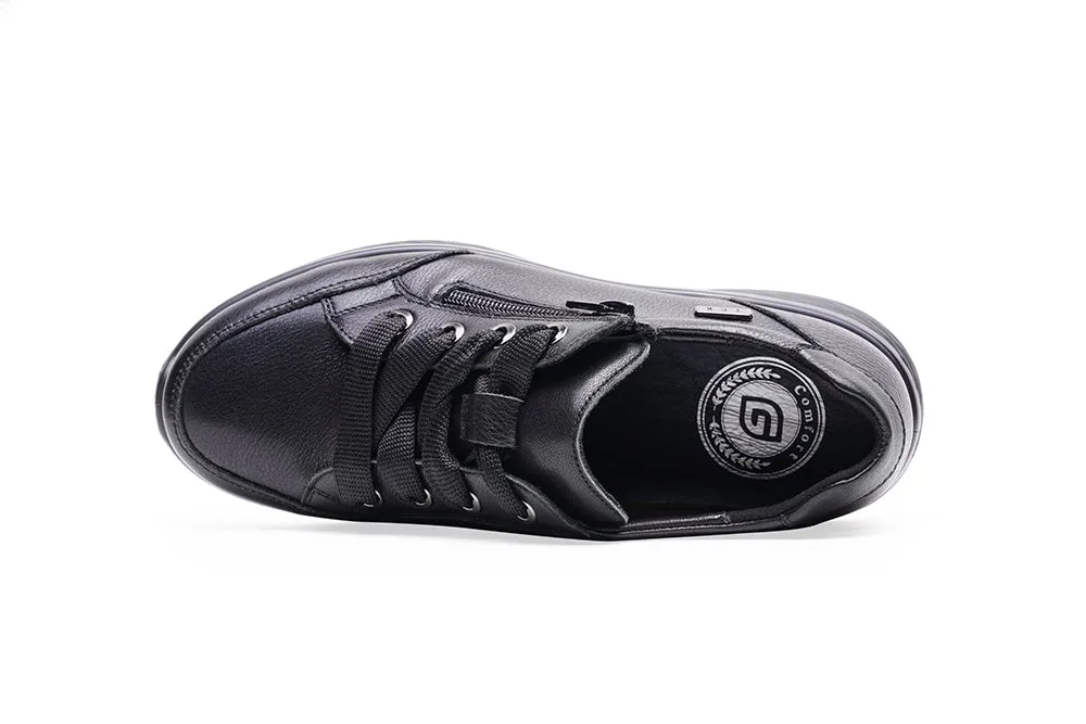 G-Comfort Mens Black Deer Skin Leather Shoes Laced Water Repellent P-3706S