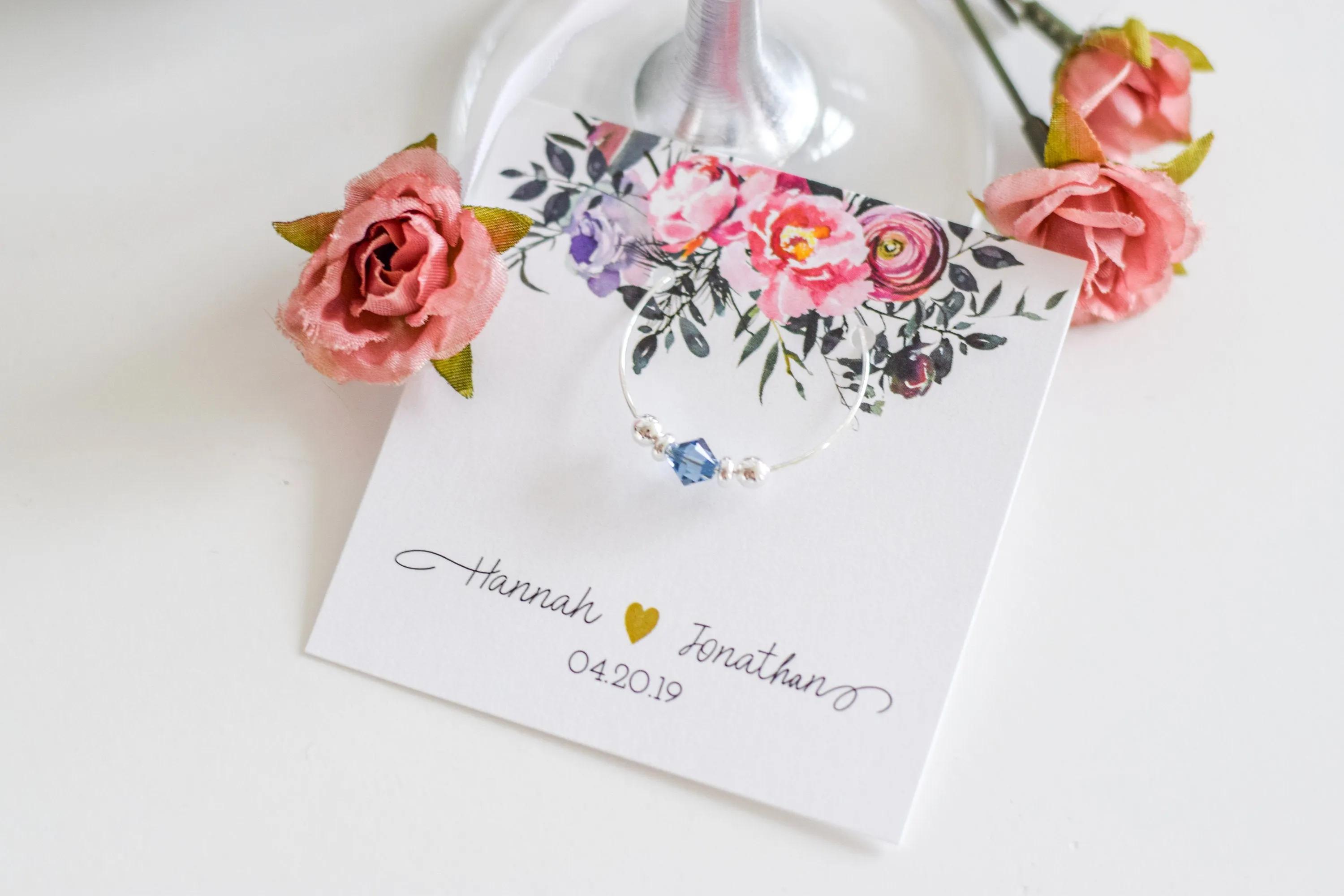 Garden Bachelorette Favors, Swarovski Crystal Wine Charms