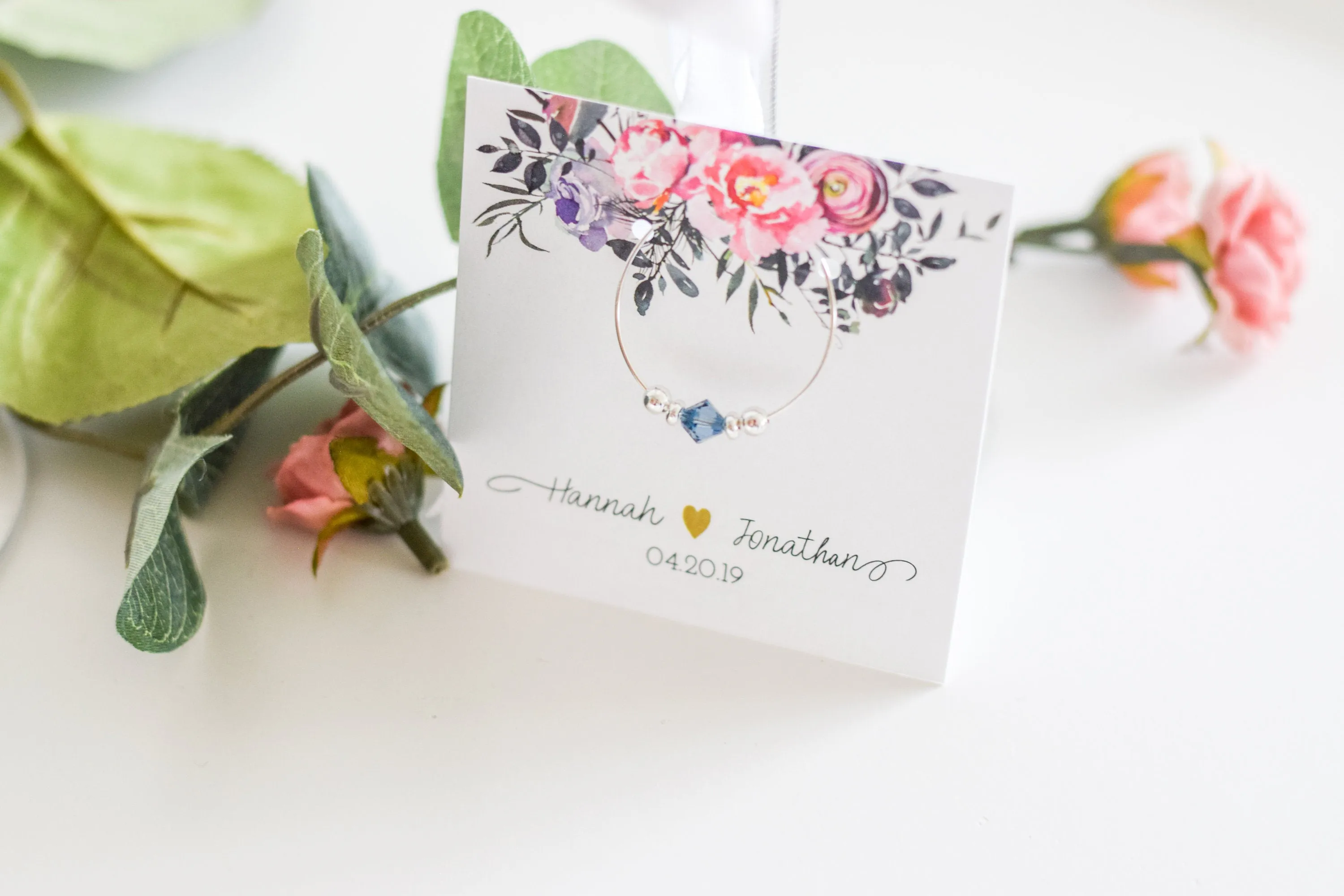 Garden Bachelorette Favors, Swarovski Crystal Wine Charms