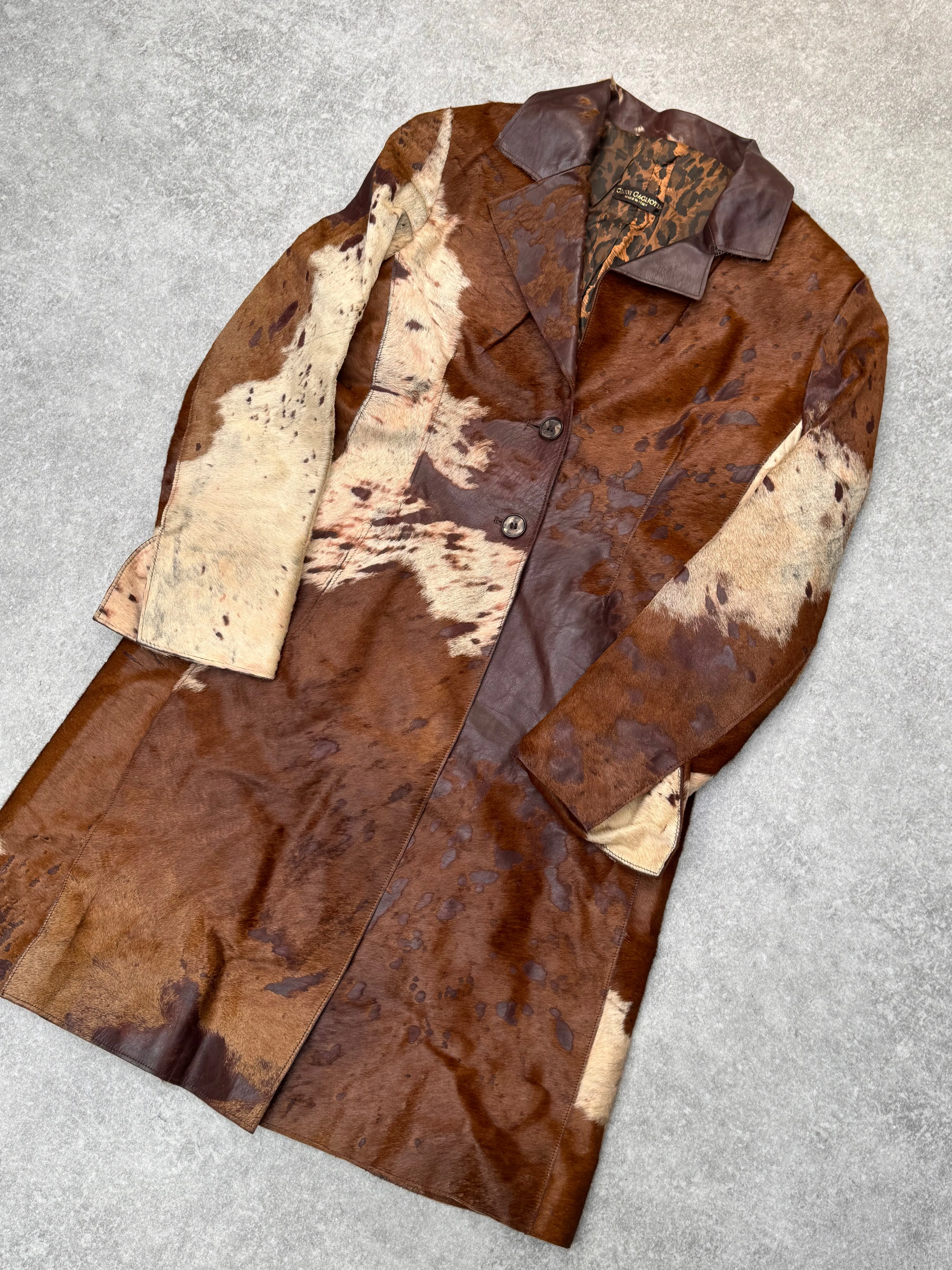 Gianni Cagliotta Brown Cowhide Trench Coat