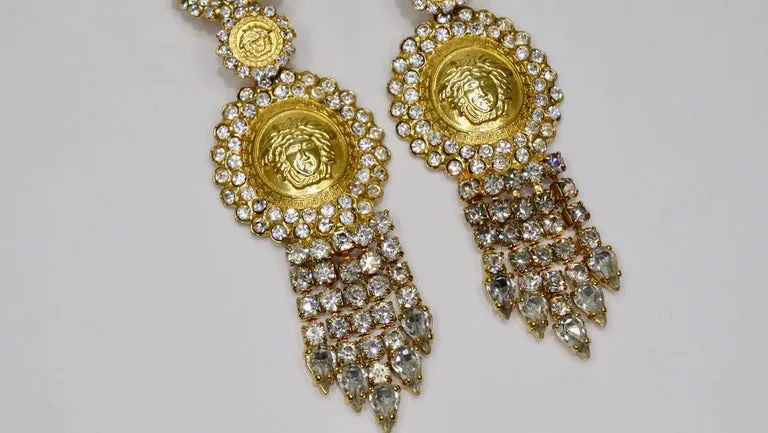 Gianni Versace Medusa Rhinestone Earrings