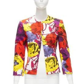 GIANNI VERSACE Vintage Pop Art Rose print corseted cropped jacket IT40 S