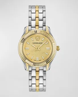 Greca Time 35mm Bracelet Watch, Two Tone Versace
