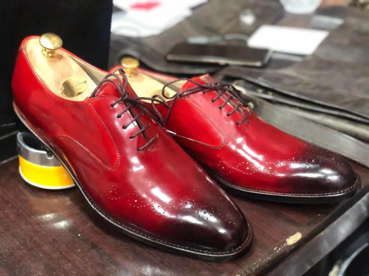 Handmade Men's Burgundy Brogue Toe Leather Lace Up Shoes, Men Designer Dress Formal Luxury Shoes