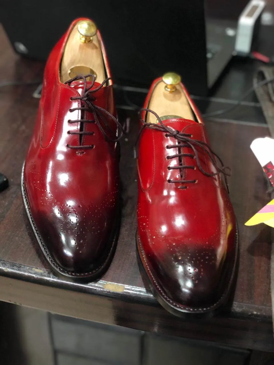 Handmade Men's Burgundy Brogue Toe Leather Lace Up Shoes, Men Designer Dress Formal Luxury Shoes