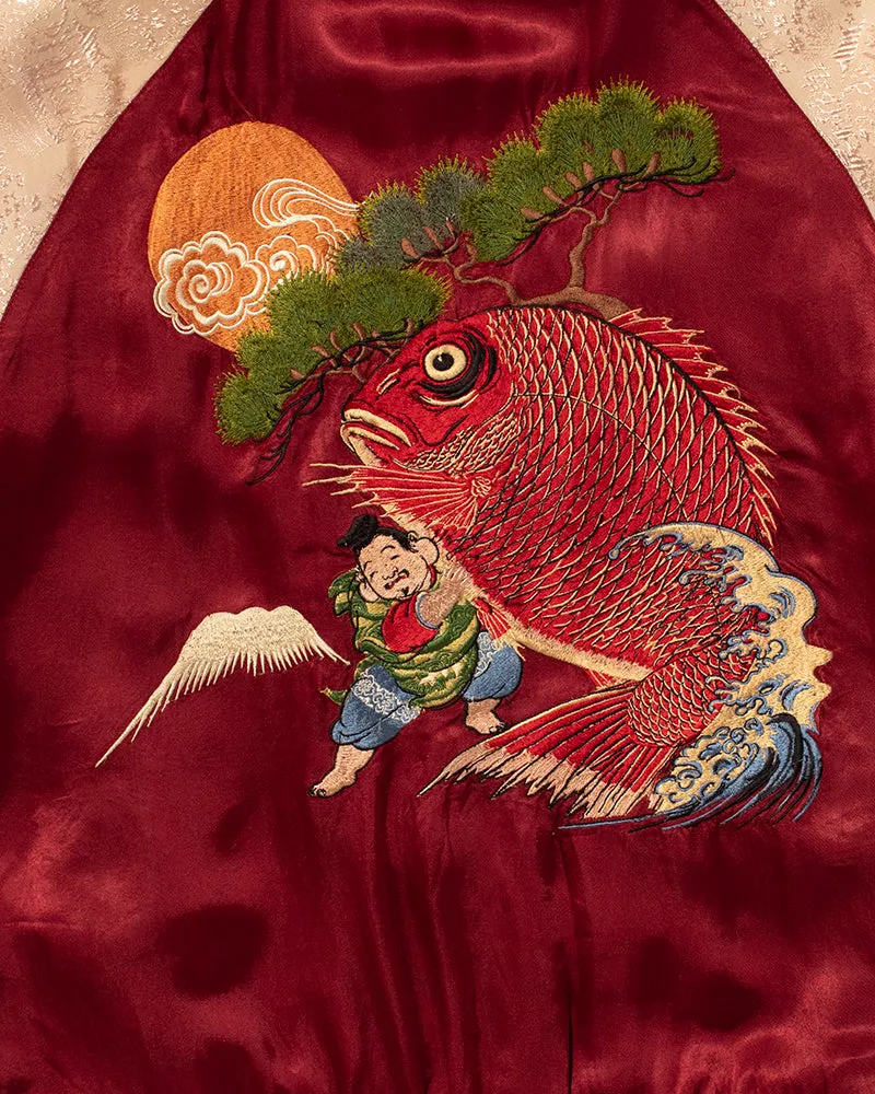 Japanese Repro Souvenir Jacket, Reversible, Red Ebisu and Cranes