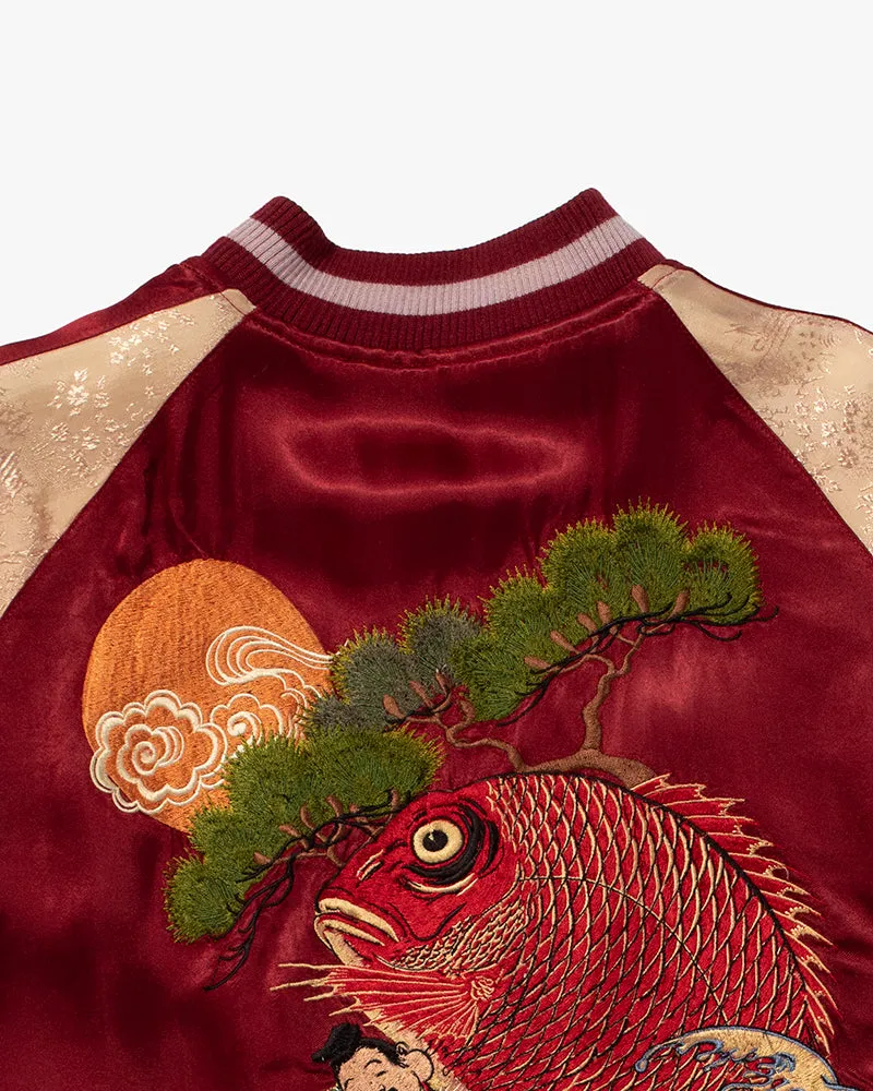 Japanese Repro Souvenir Jacket, Reversible, Red Ebisu and Cranes