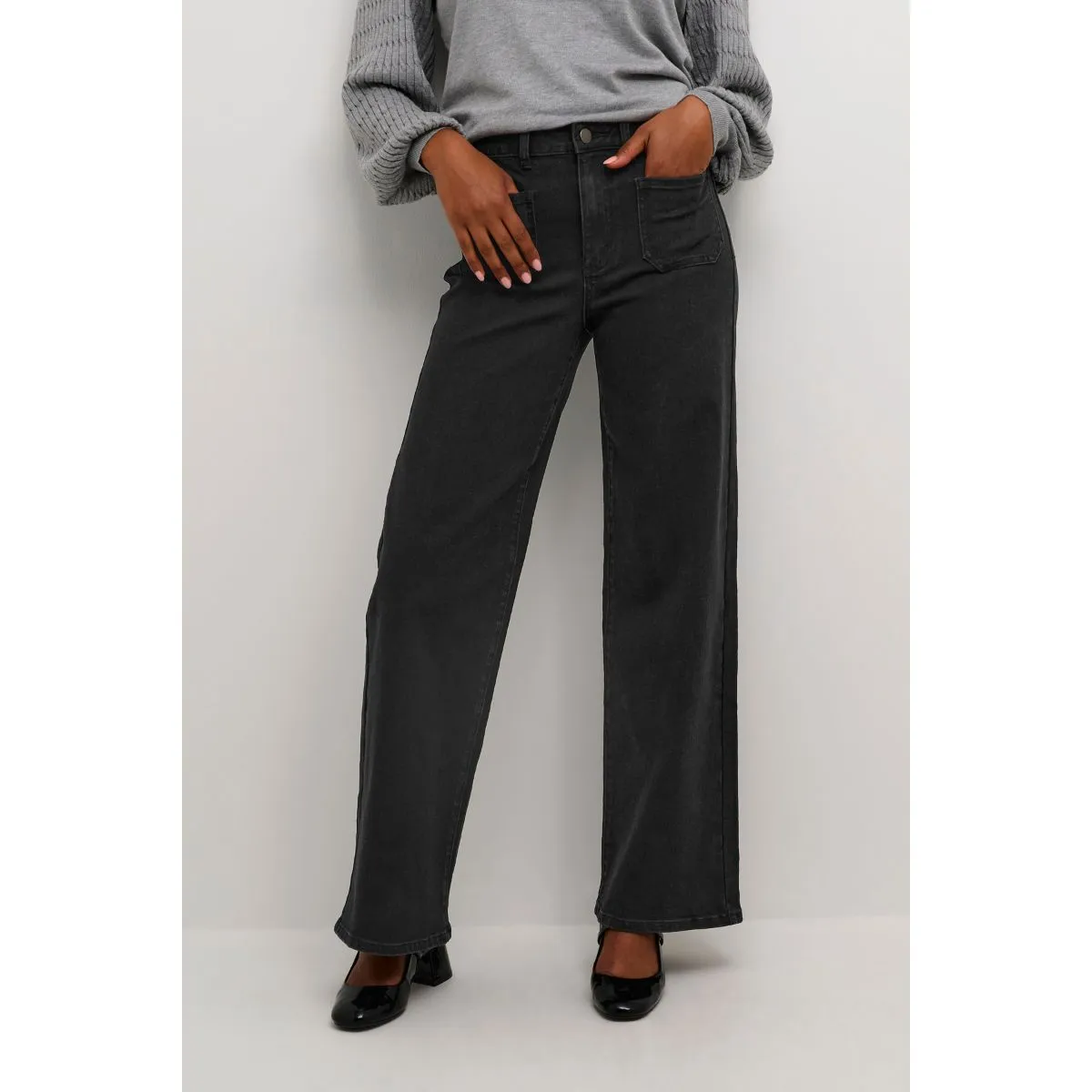 Karla HW Wide Jeans Black Deep