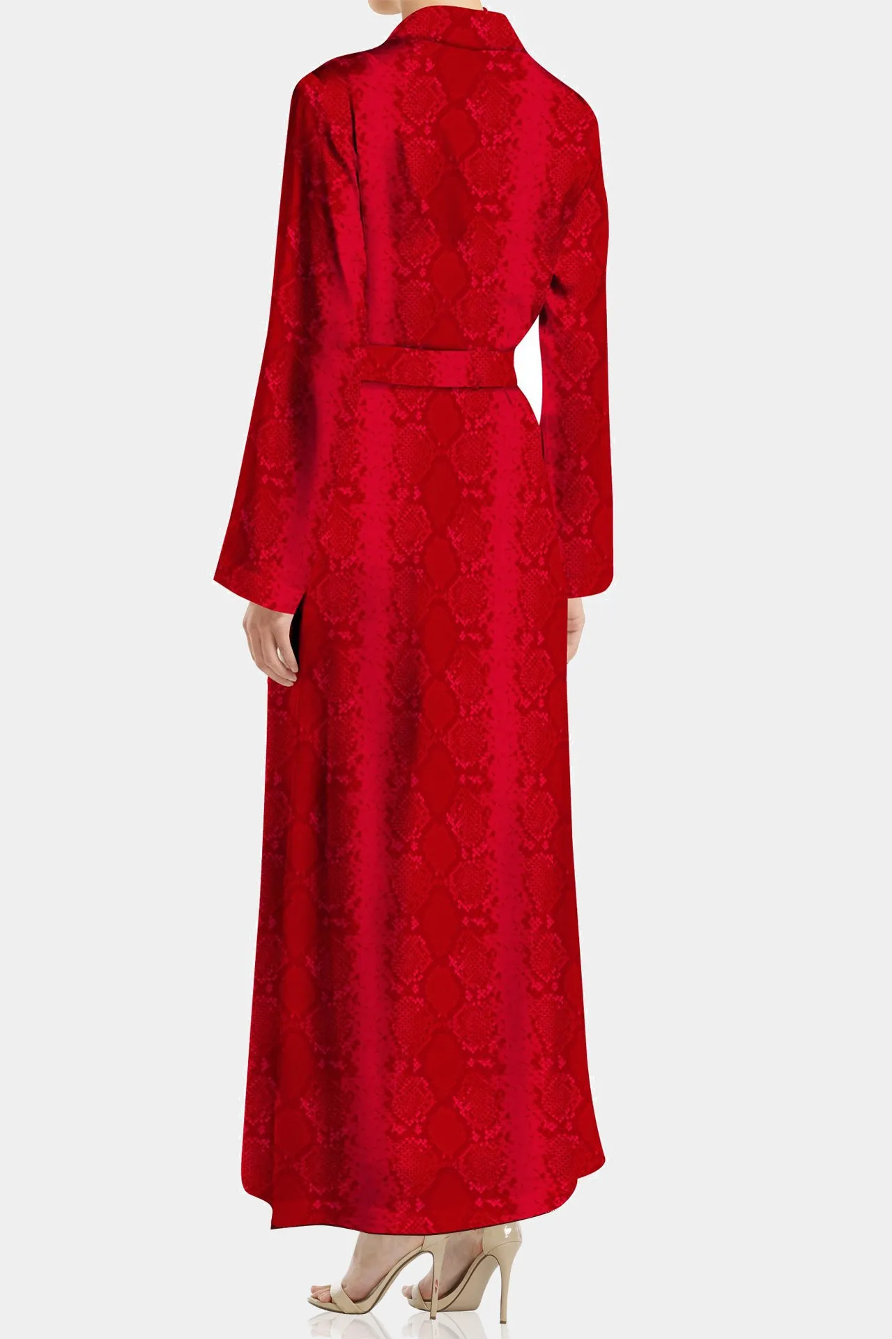 Long Wrap Dress Made With Cupro in Blood Stone