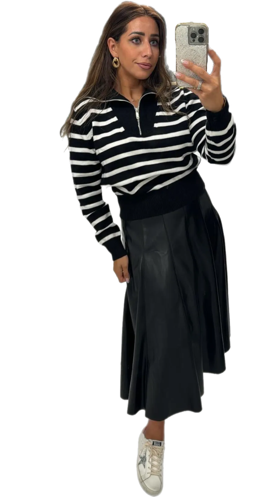 M Leatherette Maxi Skirt
