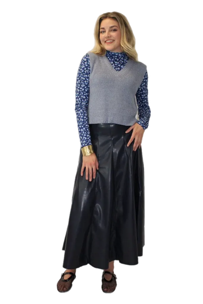 M Leatherette Maxi Skirt