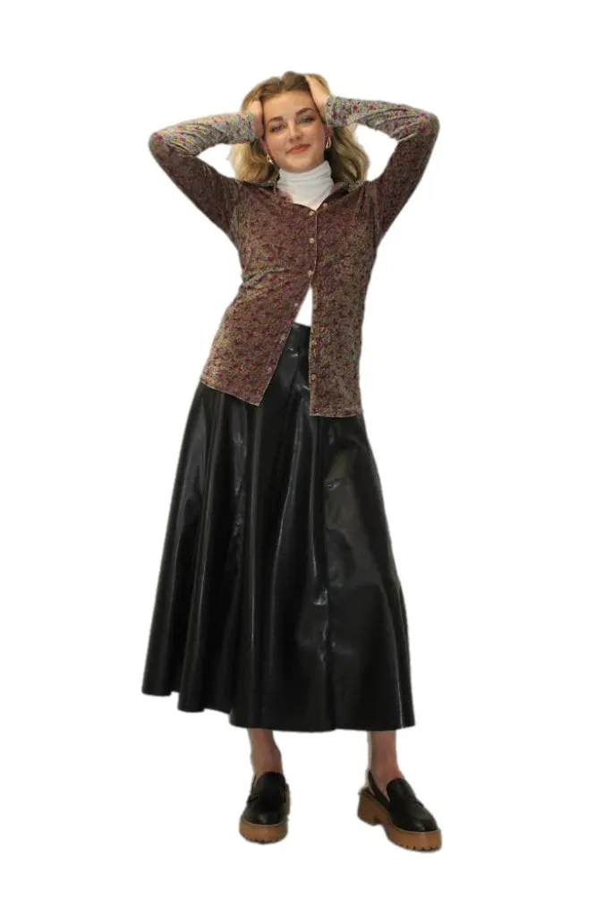 M Leatherette Maxi Skirt