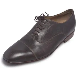 Men Brown Laces Genuine Leather Shoes with Pattern
