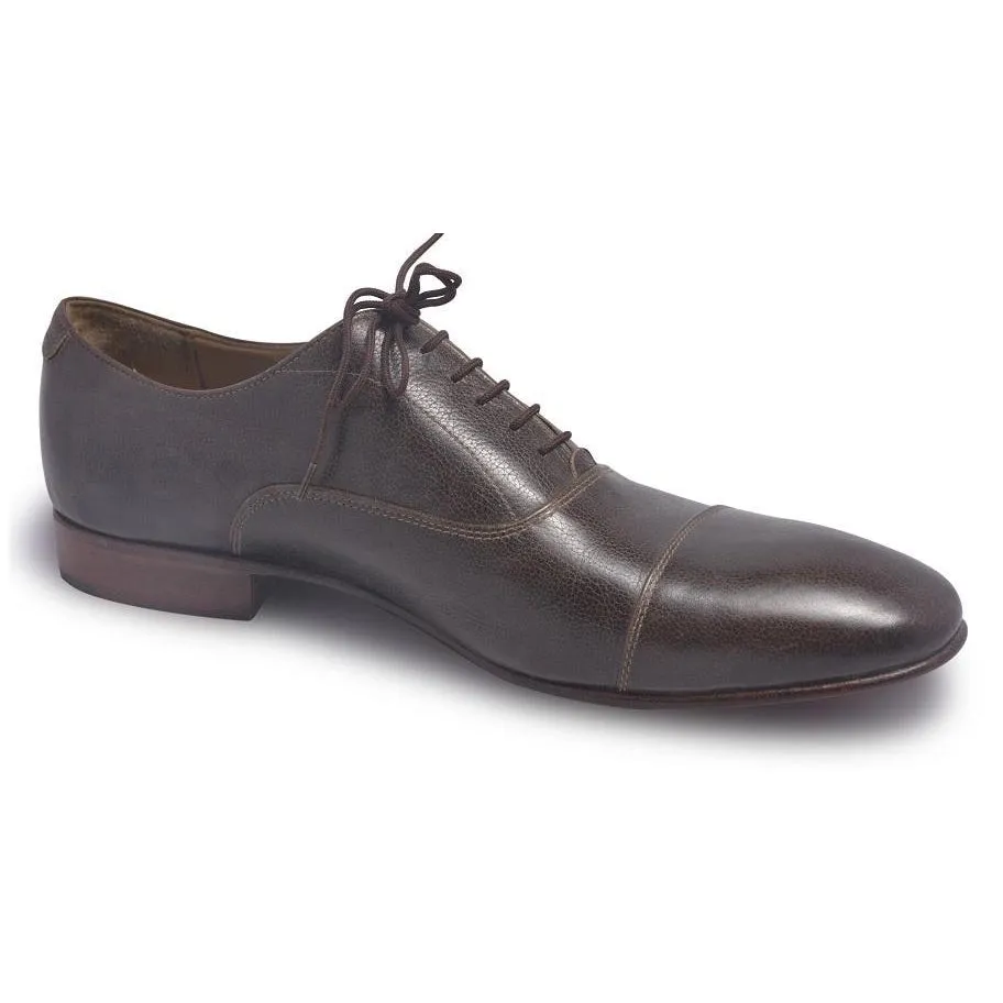 Men Brown Laces Genuine Leather Shoes with Pattern