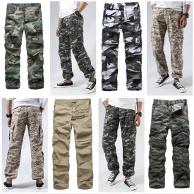 Mens Casual Paratrooper Camouflage Cargo Pants - Stone Washed