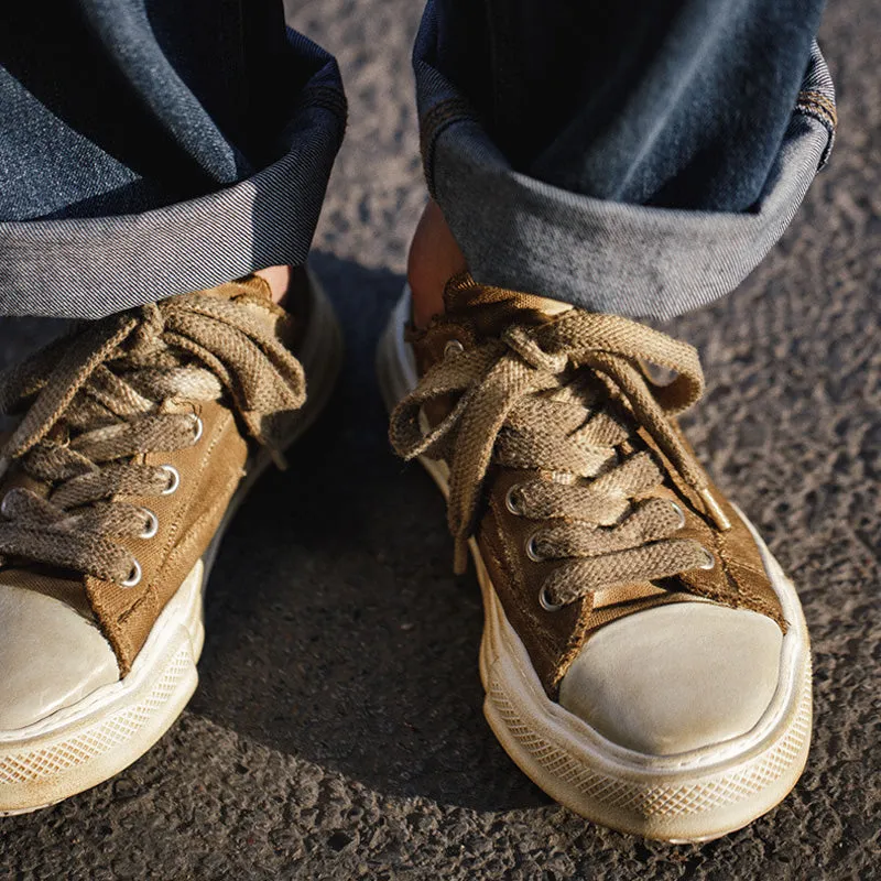 Men's Low-Top Dissolving Deformation Sole Canvas Shoes