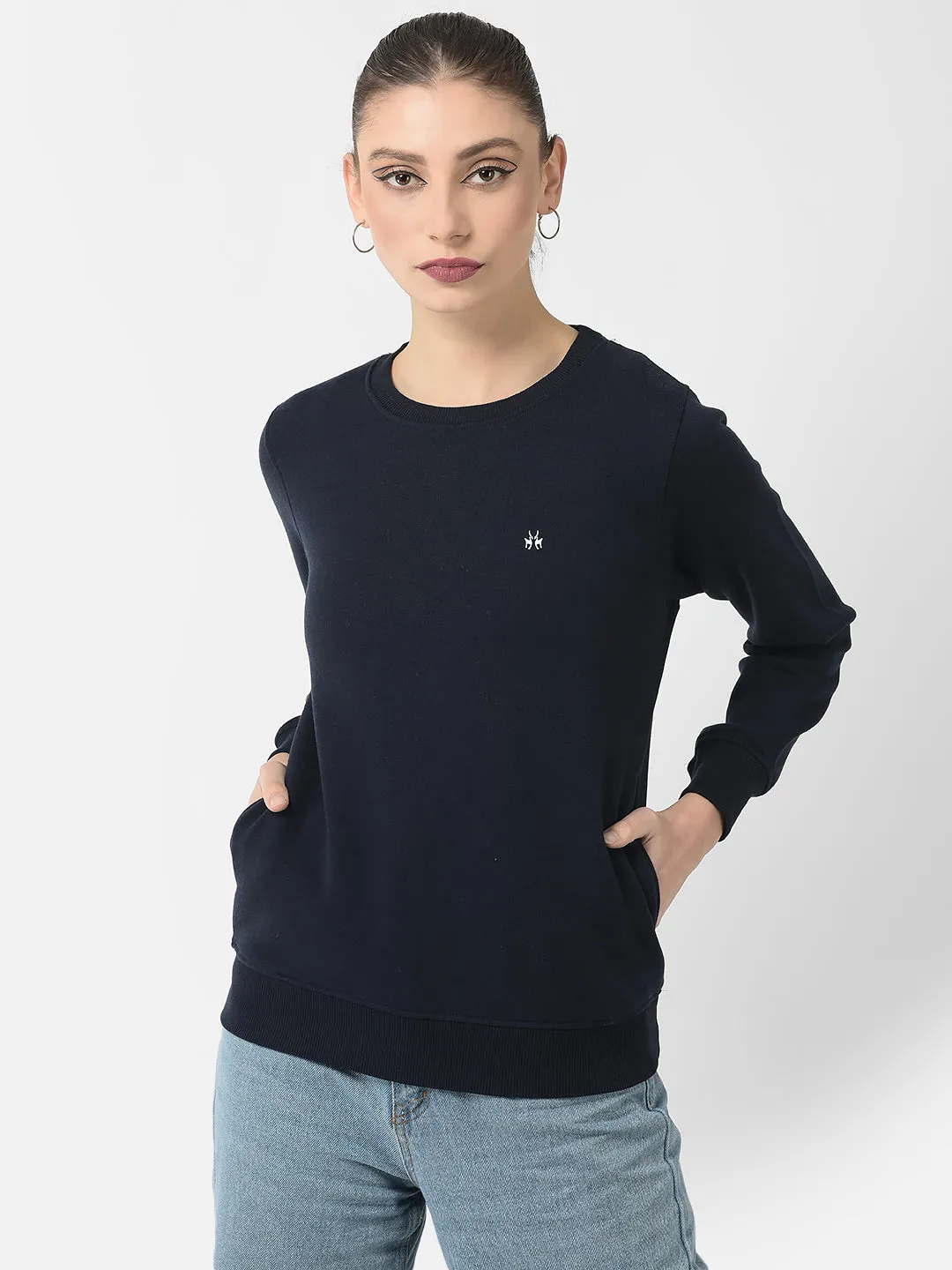 Navy Blue Brand Logo Sweatshirt