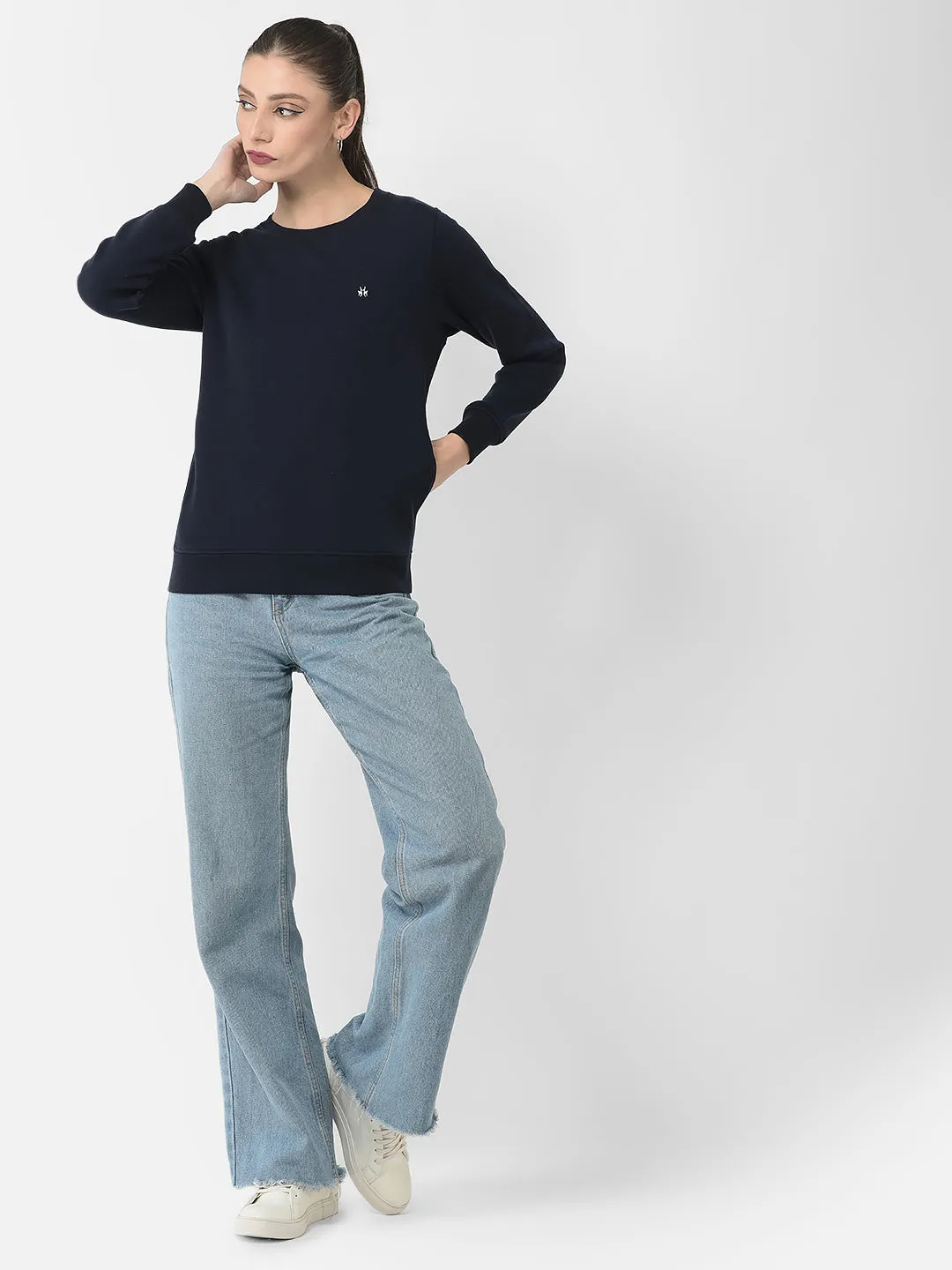 Navy Blue Brand Logo Sweatshirt