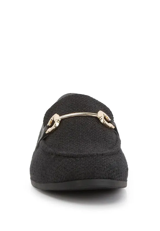 Neoma Horsebit Detail Flat Canvas Loafers